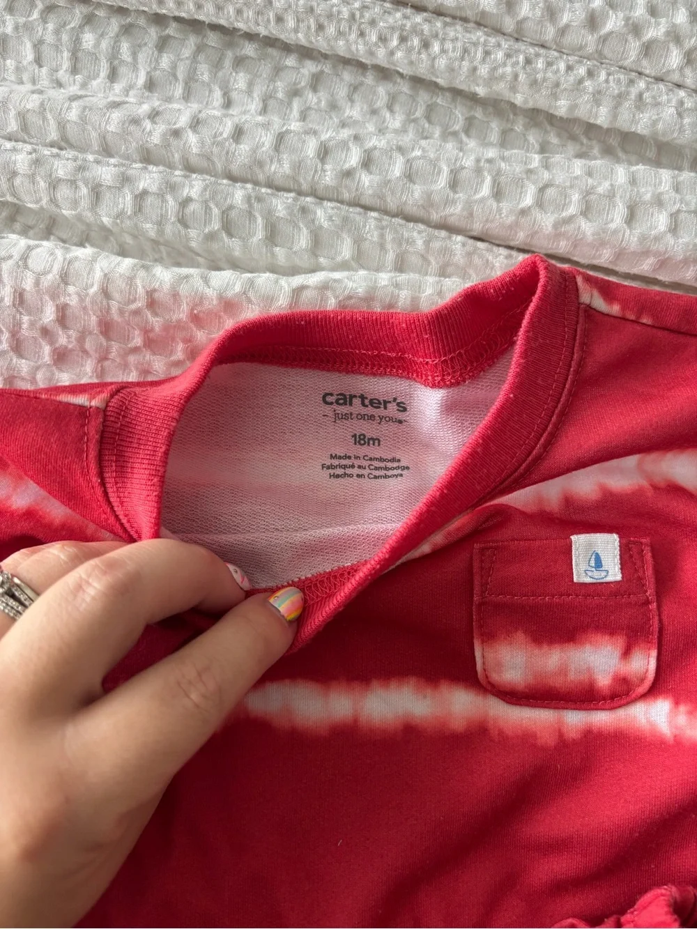 Carter's Red and White Tie-Dye Short Sleeve Pajama Set